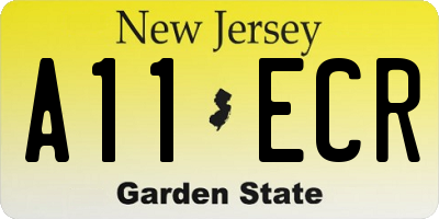 NJ license plate A11ECR
