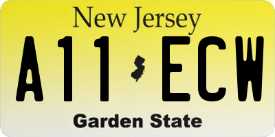 NJ license plate A11ECW