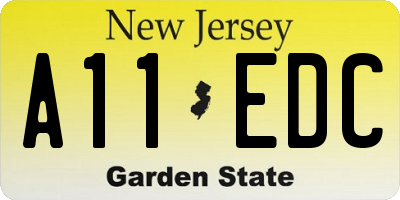 NJ license plate A11EDC