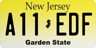 NJ license plate A11EDF
