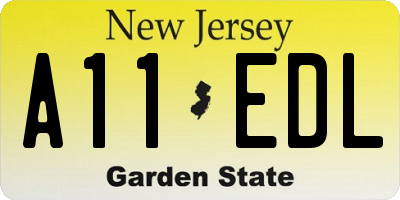 NJ license plate A11EDL
