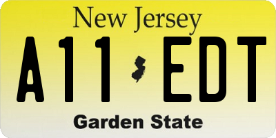 NJ license plate A11EDT