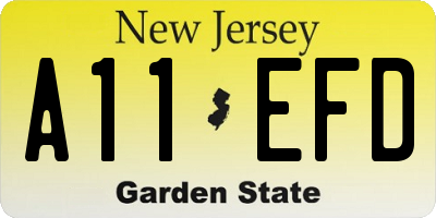 NJ license plate A11EFD