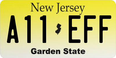 NJ license plate A11EFF