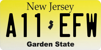NJ license plate A11EFW