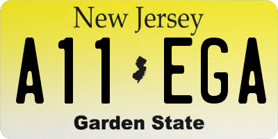 NJ license plate A11EGA