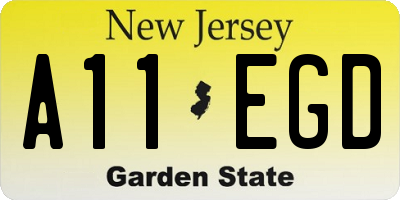 NJ license plate A11EGD