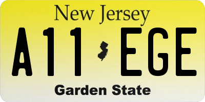 NJ license plate A11EGE
