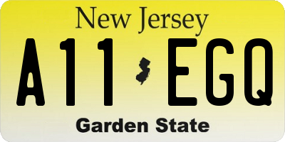 NJ license plate A11EGQ