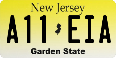 NJ license plate A11EIA