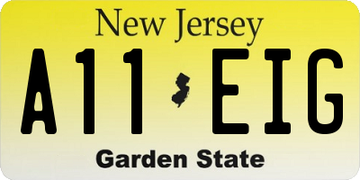 NJ license plate A11EIG