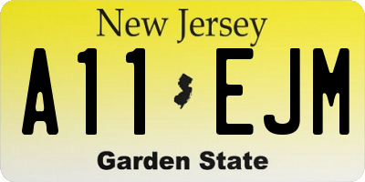 NJ license plate A11EJM