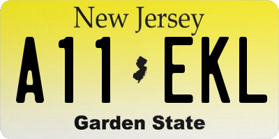 NJ license plate A11EKL