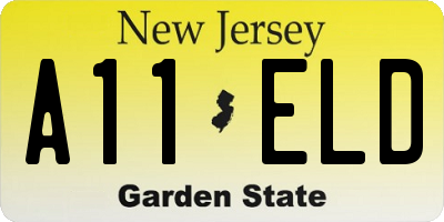 NJ license plate A11ELD