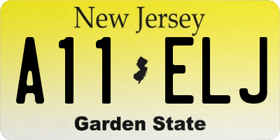 NJ license plate A11ELJ