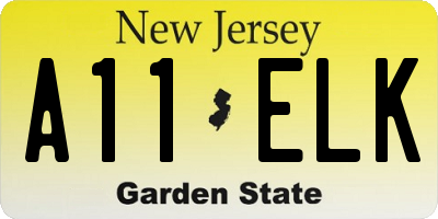 NJ license plate A11ELK
