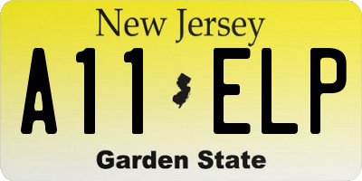 NJ license plate A11ELP