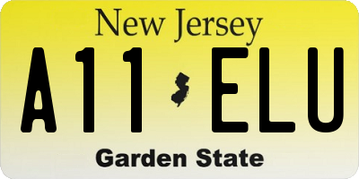 NJ license plate A11ELU