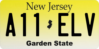 NJ license plate A11ELV