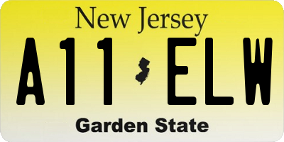 NJ license plate A11ELW