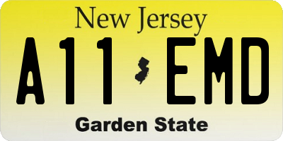 NJ license plate A11EMD