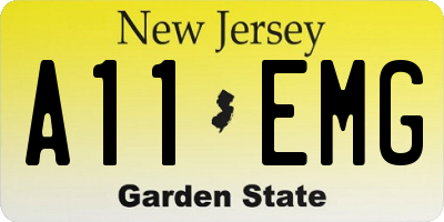 NJ license plate A11EMG