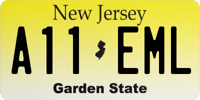 NJ license plate A11EML