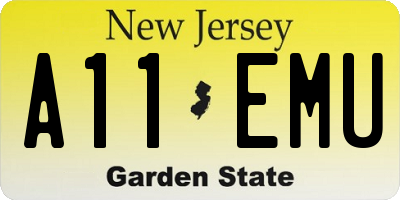NJ license plate A11EMU