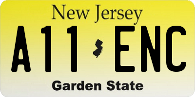 NJ license plate A11ENC