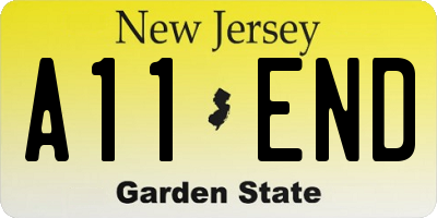 NJ license plate A11END