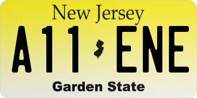 NJ license plate A11ENE