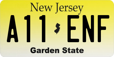 NJ license plate A11ENF