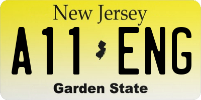 NJ license plate A11ENG