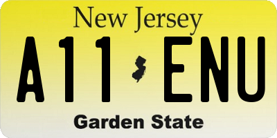 NJ license plate A11ENU