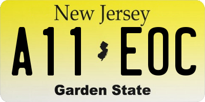 NJ license plate A11EOC