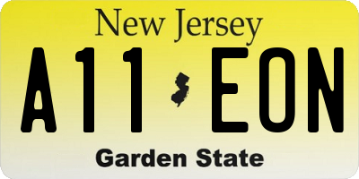 NJ license plate A11EON