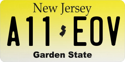 NJ license plate A11EOV