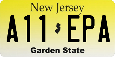 NJ license plate A11EPA