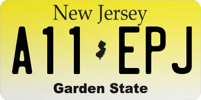 NJ license plate A11EPJ