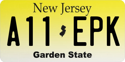 NJ license plate A11EPK