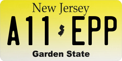 NJ license plate A11EPP