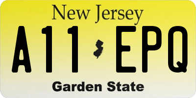 NJ license plate A11EPQ