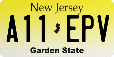 NJ license plate A11EPV