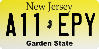 NJ license plate A11EPY