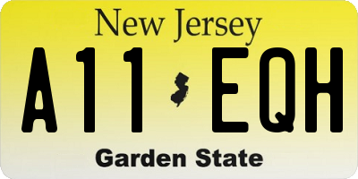 NJ license plate A11EQH