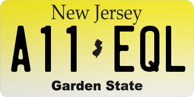 NJ license plate A11EQL