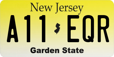 NJ license plate A11EQR