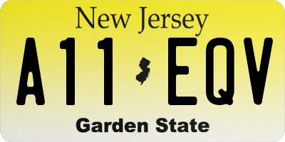 NJ license plate A11EQV