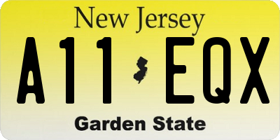 NJ license plate A11EQX