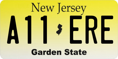 NJ license plate A11ERE